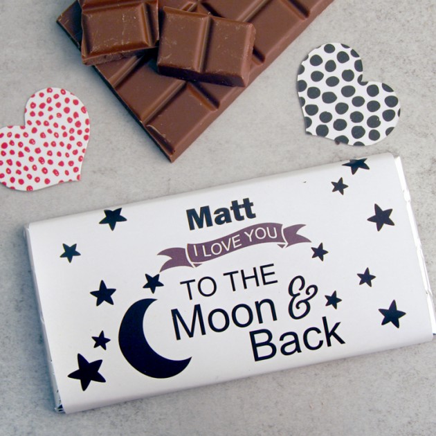 Hampers and Gifts to the UK - Send the To the Moon and Back Personalised Chocolate Bar 