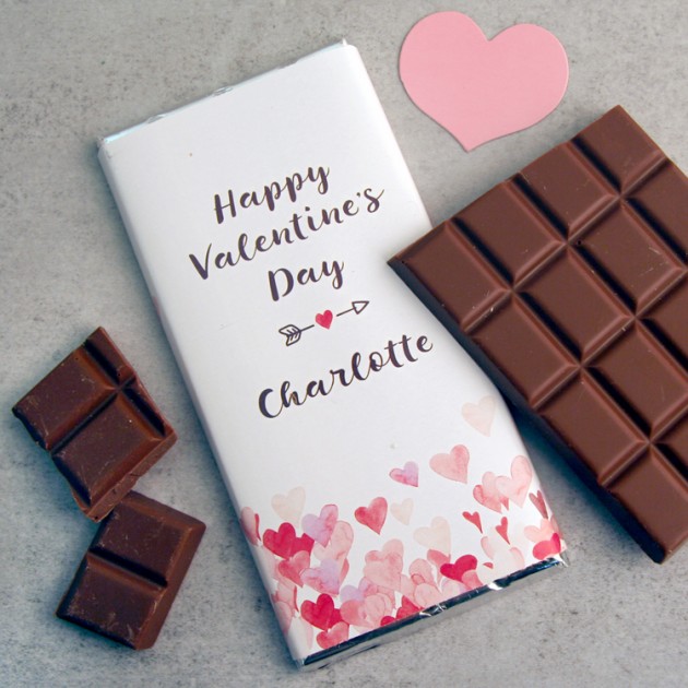 Hampers and Gifts to the UK - Send the Personalised Happy Valentine's Day Chocolate Bar 