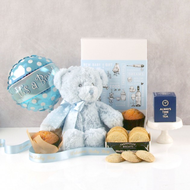 Hampers and Gifts to the UK - Send the It's A Boy Tea & Biscuits Hamper