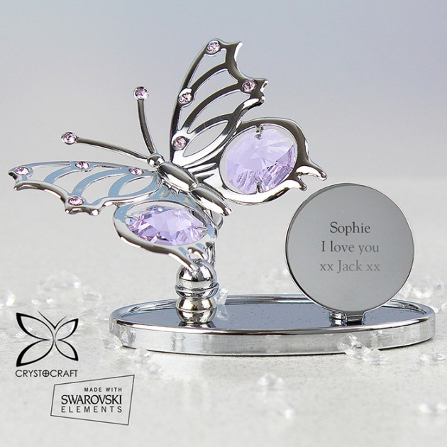 Hampers and Gifts to the UK - Send the Engraved Crystal Butterfly