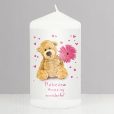 Hampers and Gifts to the UK - Send the Personalised Teddy Flower Candle