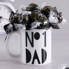No.1 Dad Lindor Dark Chocolate Truffles Mug Bouquet