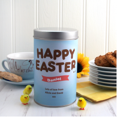 Hampers and Gifts to the UK - Send the Personalised Happy Easter Cookie Tin