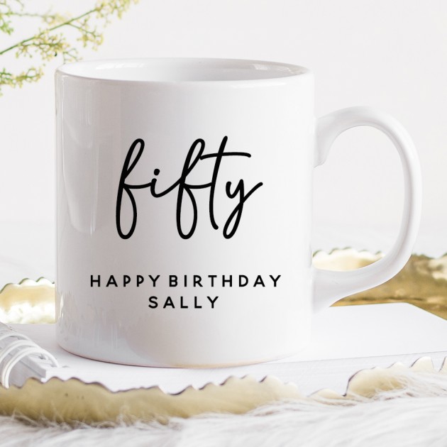 Hampers and Gifts to the UK - Send the Personalised Birthday Mug - Fifty