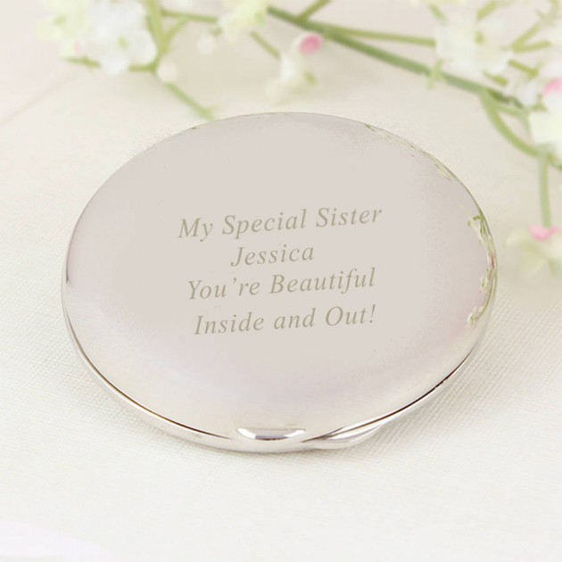 Hampers and Gifts to the UK - Send the Personalised Silver Compact Mirror