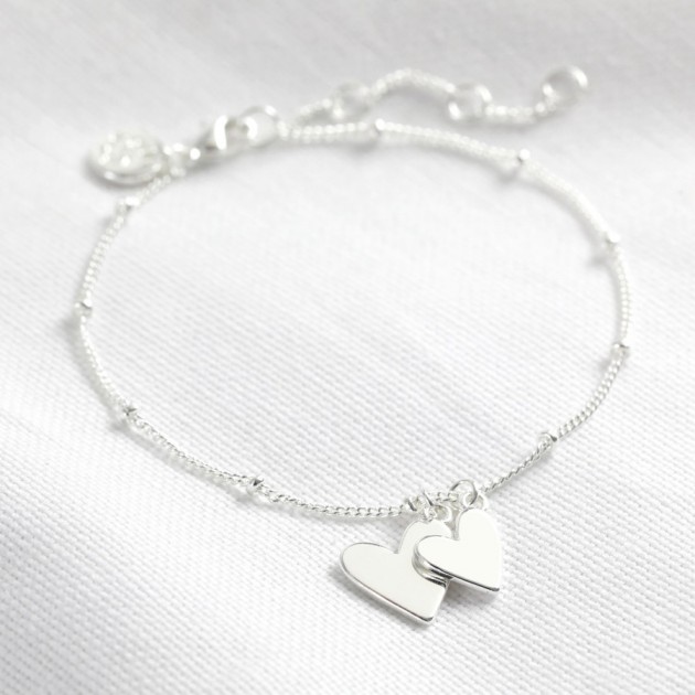 Hampers and Gifts to the UK - Send the Silver Falling Heart Charms Bracelet
