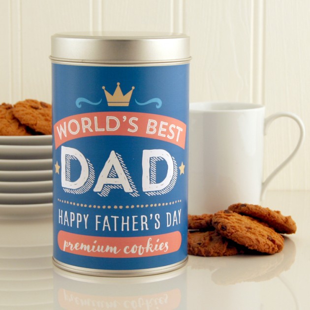 Hampers and Gifts to the UK - Send the World's Best Dad Tin with a Dozen Cookies 