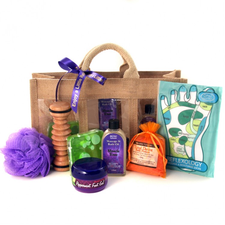 Aromatherapy Wellbeing for Feet Gift Basket with Reflexology Socks