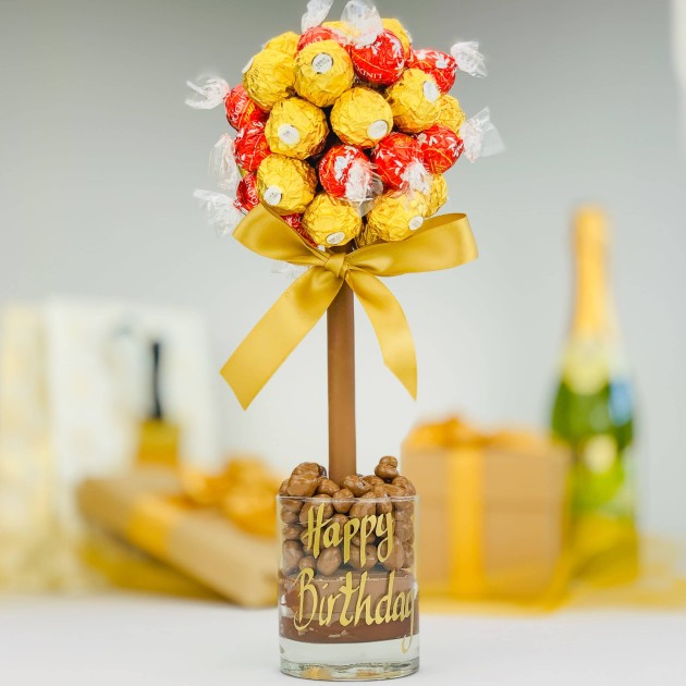 Hampers and Gifts to the UK - Send the  Happy Birthday Ferrero Rocher & Lindor Chocolate Tree