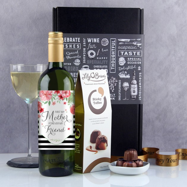 Hampers and Gifts to the UK - Send the Forever My Friend Wine and Chocolates