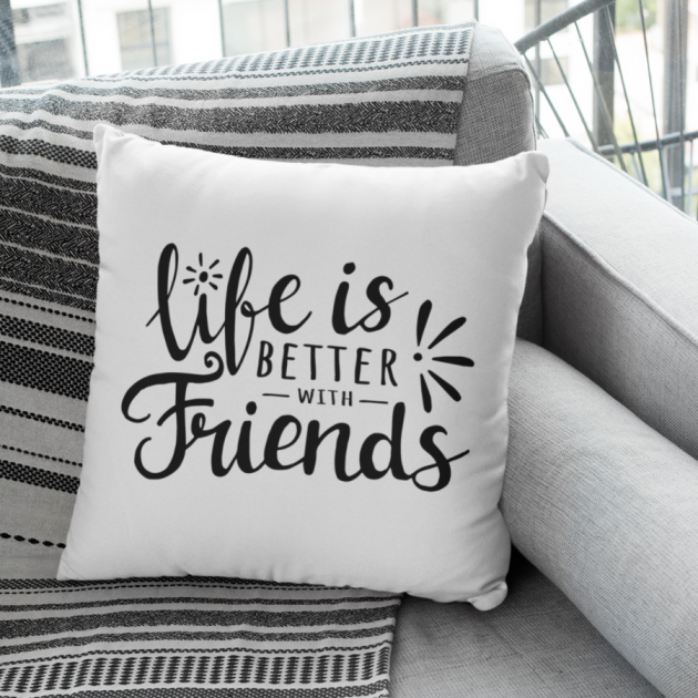 Hampers and Gifts to the UK - Send the Life Is Better With Friends Cushion