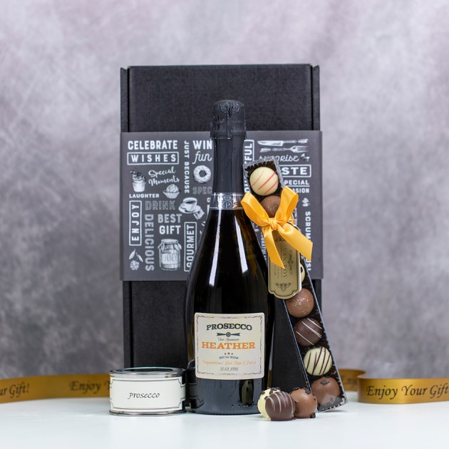 Hampers and Gifts to the UK - Send the Personalised Prosecco and Chocolates