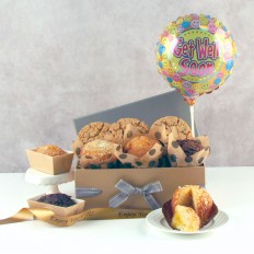 Hampers and Gifts to the UK - Send the Get Well Cookies, Muffins and Balloon Gift
