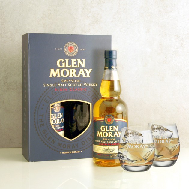Hampers and Gifts to the UK - Send the Glen Moray Classic Gift Pack with Glasses