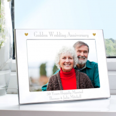 Hampers and Gifts to the UK - Send the Golden Anniversary Personalised Photo Frame