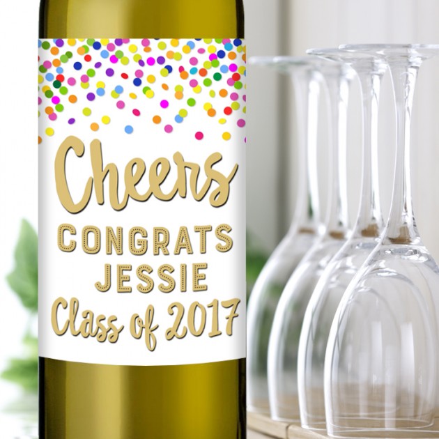 Hampers and Gifts to the UK - Send the Graduation Wine Gift with Confetti