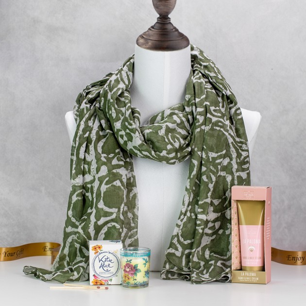 Hampers and Gifts to the UK - Send the Khaki Scarf with Bohemia Floral Scents