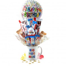 Hampers and Gifts to the UK - Send the Birthday Big Hugs Kinder Egg Surprise Bouquet In a Mug