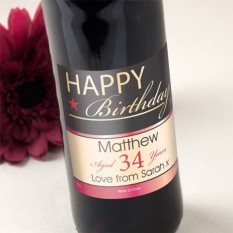 Hampers and Gifts to the UK - Send the Happy Birthday Red Wine Personalised