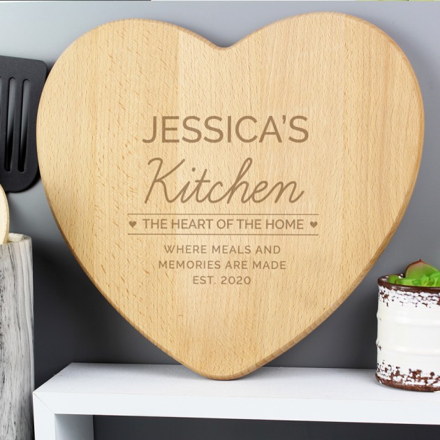 Hampers and Gifts to the UK - Send the Personalised 'Heart of The Home' Wooden Chopping board