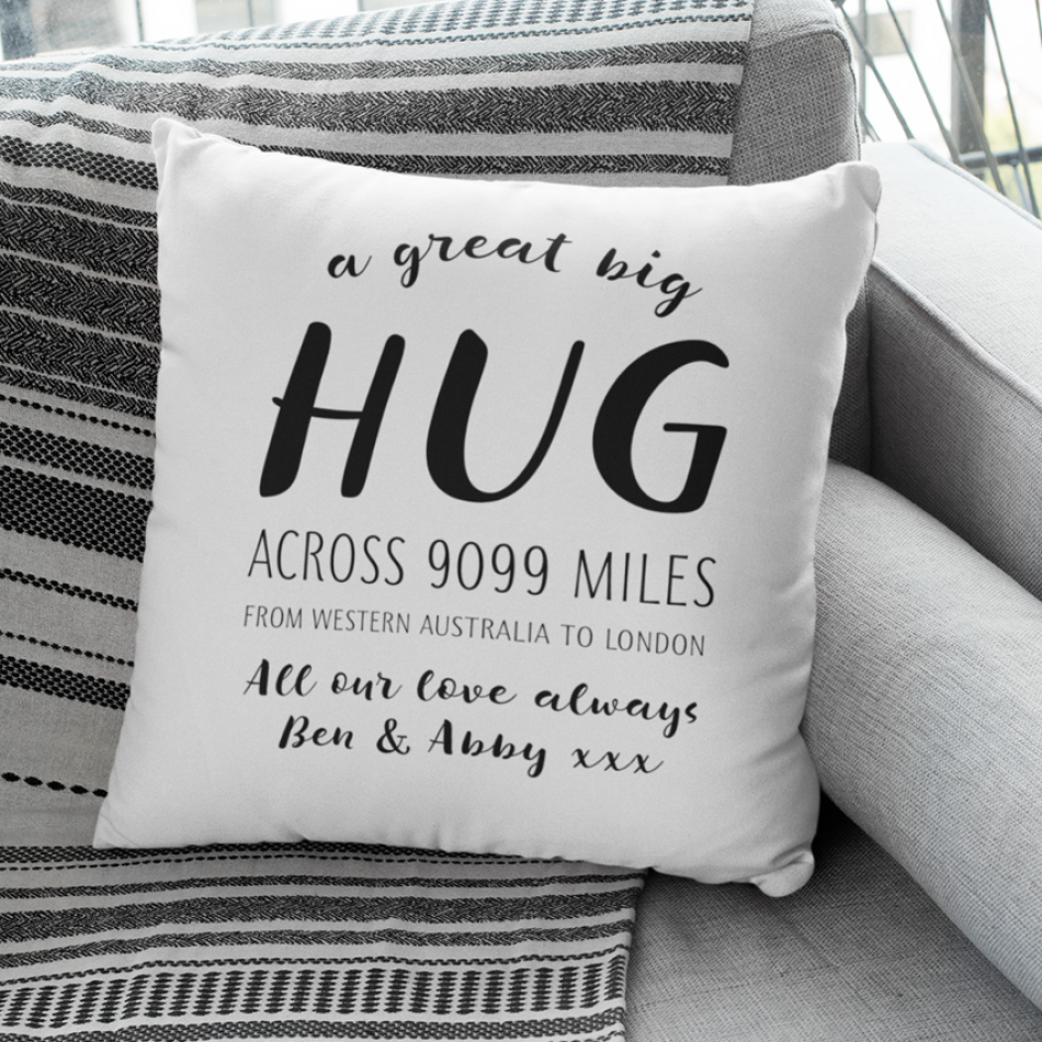 Pillowcase Cover Personalised Hugs Printed Pillow Cushion Gift Idea