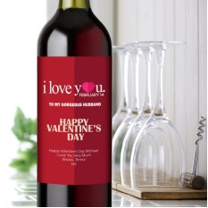 Hampers and Gifts to the UK - Send the I Love You Valentine's Day Wine Gift Personalised