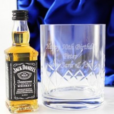 Hampers and Gifts to the UK - Send the Personalised Jack Daniels Crystal Tumbler Gift Set