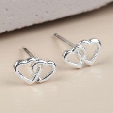 Hampers and Gifts to the UK - Send the  Sterling Silver Interlocking Heart Stud Earrings
