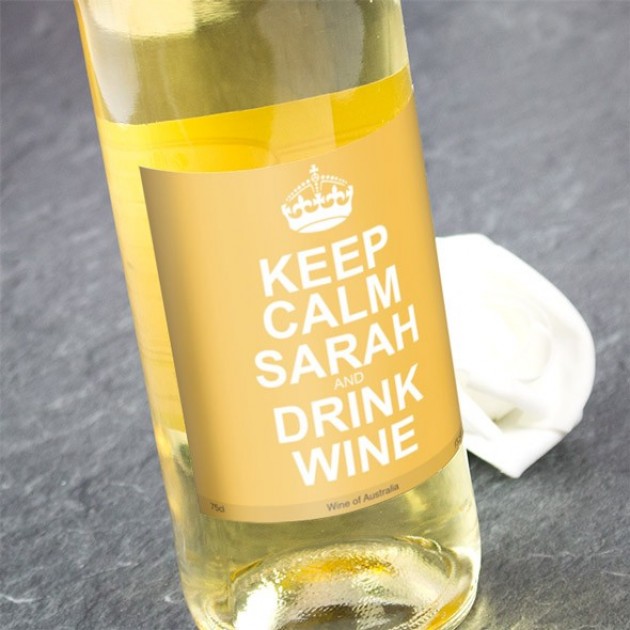Hampers and Gifts to the UK - Send the Keep Calm White Wine Personalised