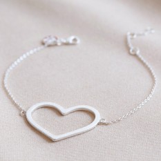 Hampers and Gifts to the UK - Send the Large Heart Outline Bracelet in Silver