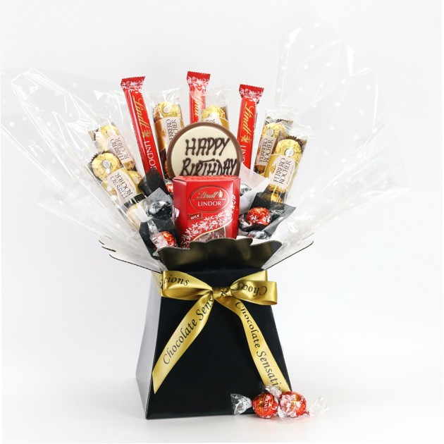 Hampers and Gifts to the UK - Send the Lindor & Ferror Rocher Chocolate Birthday Bouquet