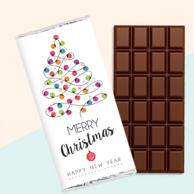 Hampers and Gifts to the UK - Send the Christmas Tree Lights Chocolate Bar