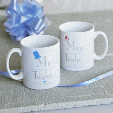 Hampers and Gifts to the UK - Send the Decorative Wedding Mr & Mrs Mug Set