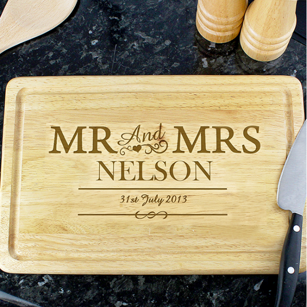 Hampers and Gifts to the UK - Send the Mr and Mrs Rectangle Chopping Board