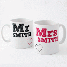 Hampers and Gifts to the UK - Send the Personalised Mr and Mrs Mug Set