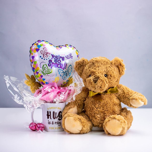 Hampers and Gifts to the UK - Send the Personalised Big Hug Chocolate Bouquet and Teddy Bear