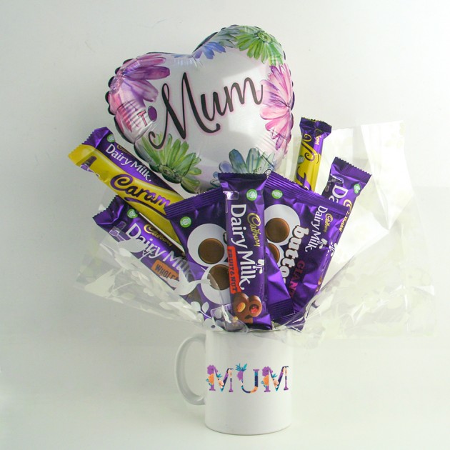 Hampers and Gifts to the UK - Send the Mum's Floral Dairy Milk Mug Bouquet