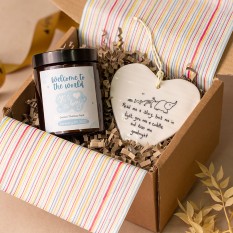 Hampers and Gifts to the UK - Send the Personalised Baby Boy Gift Set with Keepsake
