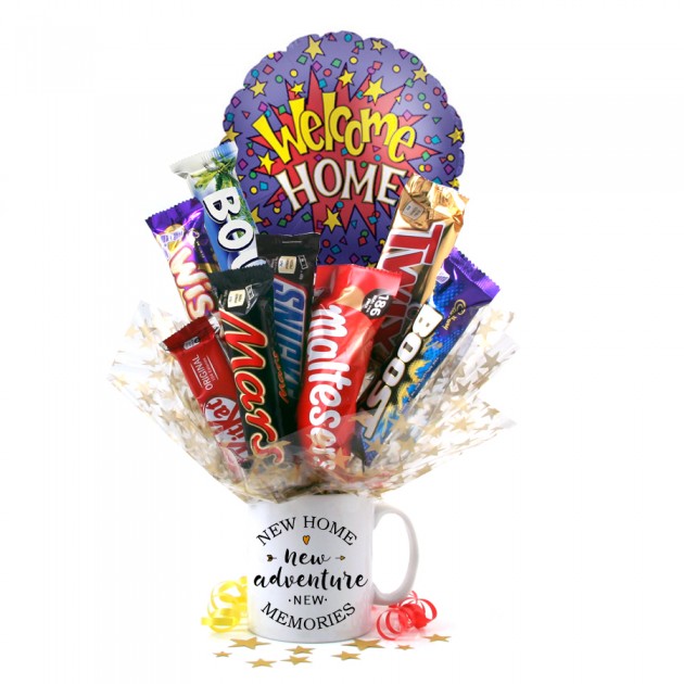 Hampers and Gifts to the UK - Send the New Home Chocolate Medley Bouquet In A Mug