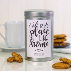 Hampers and Gifts to the UK - Send the Personalised There's No Place Like Home Tin with a Dozen Biscuits