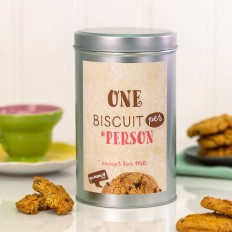 One Biscuit Per Person Tin with a Dozen Biscuits