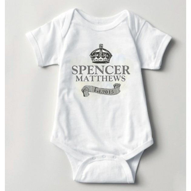 Hampers and Gifts to the UK - Send the Personalised Royal Crown Baby Vest
