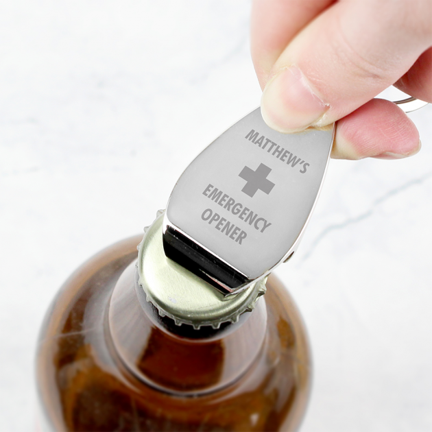 Hampers and Gifts to the UK - Send the Personalised Emergency Bottle Opener Keyring 