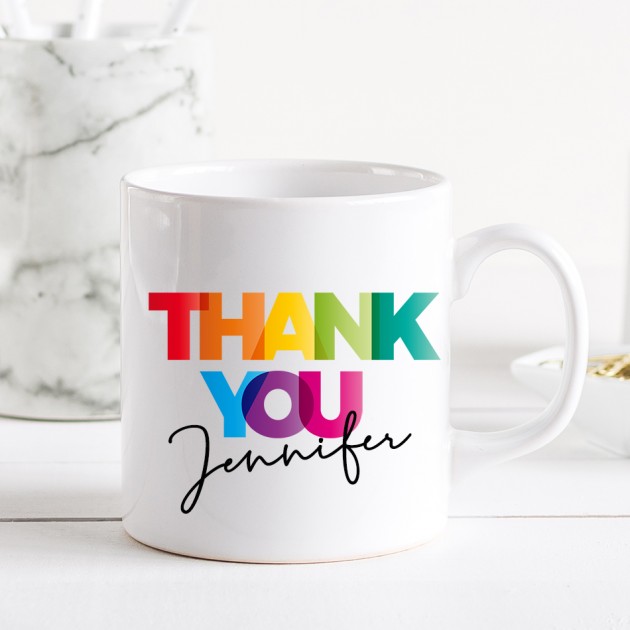 Hampers and Gifts to the UK - Send the Personalised Rainbow Thank You Mug
