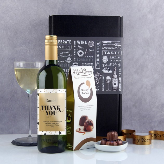 Hampers and Gifts to the UK - Send the Personalised Thank You Wine Gift 