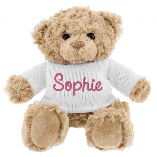 Hampers and Gifts to the UK - Send the Personalised Pink Name Teddy Bear