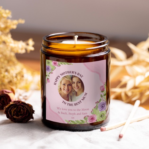 Hampers and Gifts to the UK - Send the Mother's Day Personalised Candle - Pink Blossom