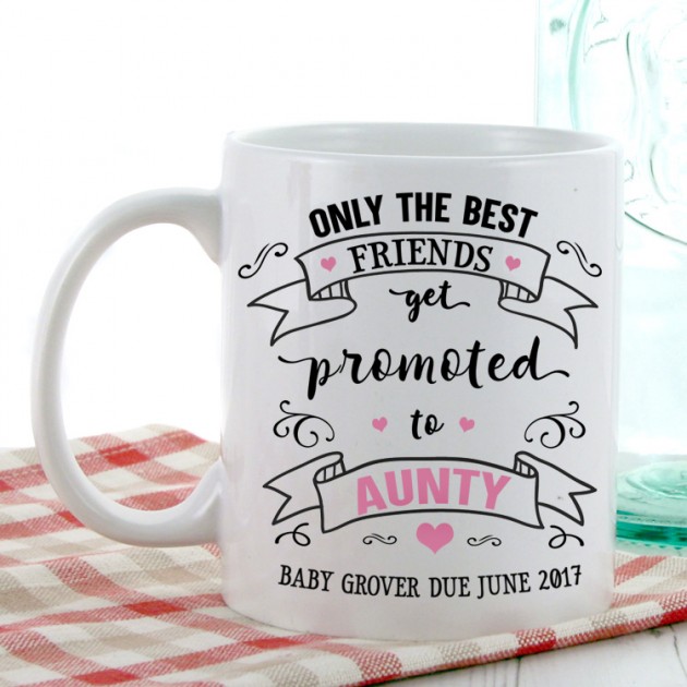Hampers and Gifts to the UK - Send the Personalised Promoted to Aunty Gift Mug
