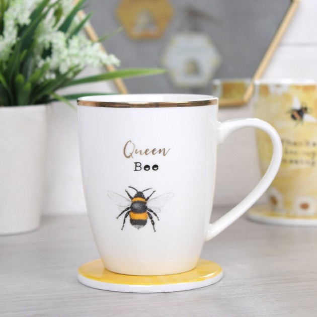 Hampers and Gifts to the UK - Send the Queen Bee Mug and Coaster Set