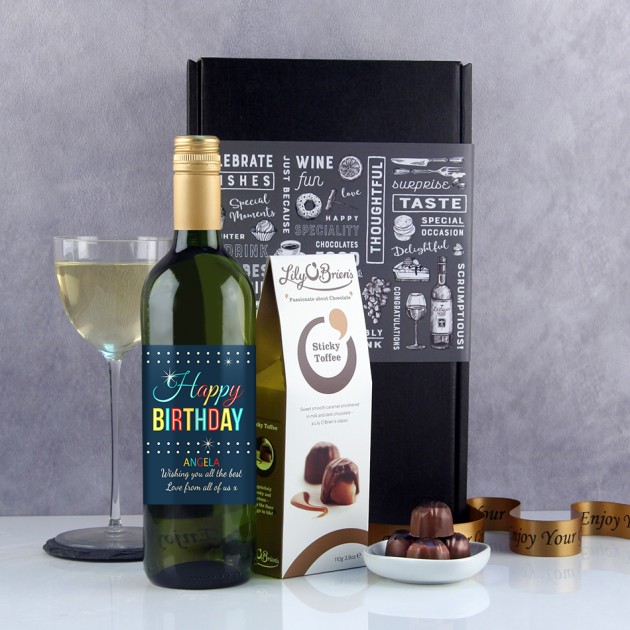 Hampers and Gifts to the UK - Send the Personalised Retro Style Birthday Wine Gift 